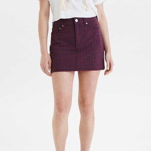 NWT AEO Red Plaid Hi-Rise Mini Sz 4